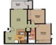 Floor plan for 2 beds, 1 bath, 739 sqft